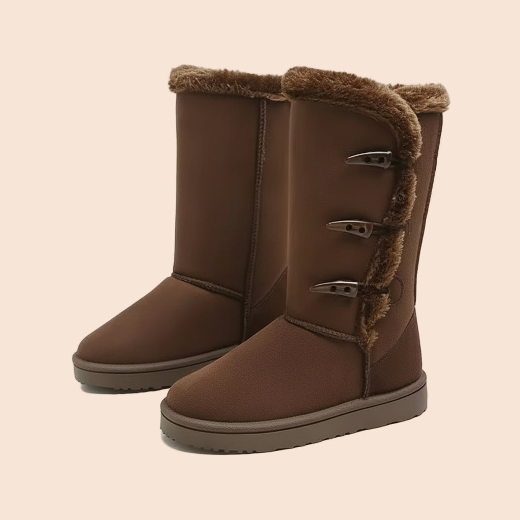 Women Winter High Boots dark brown