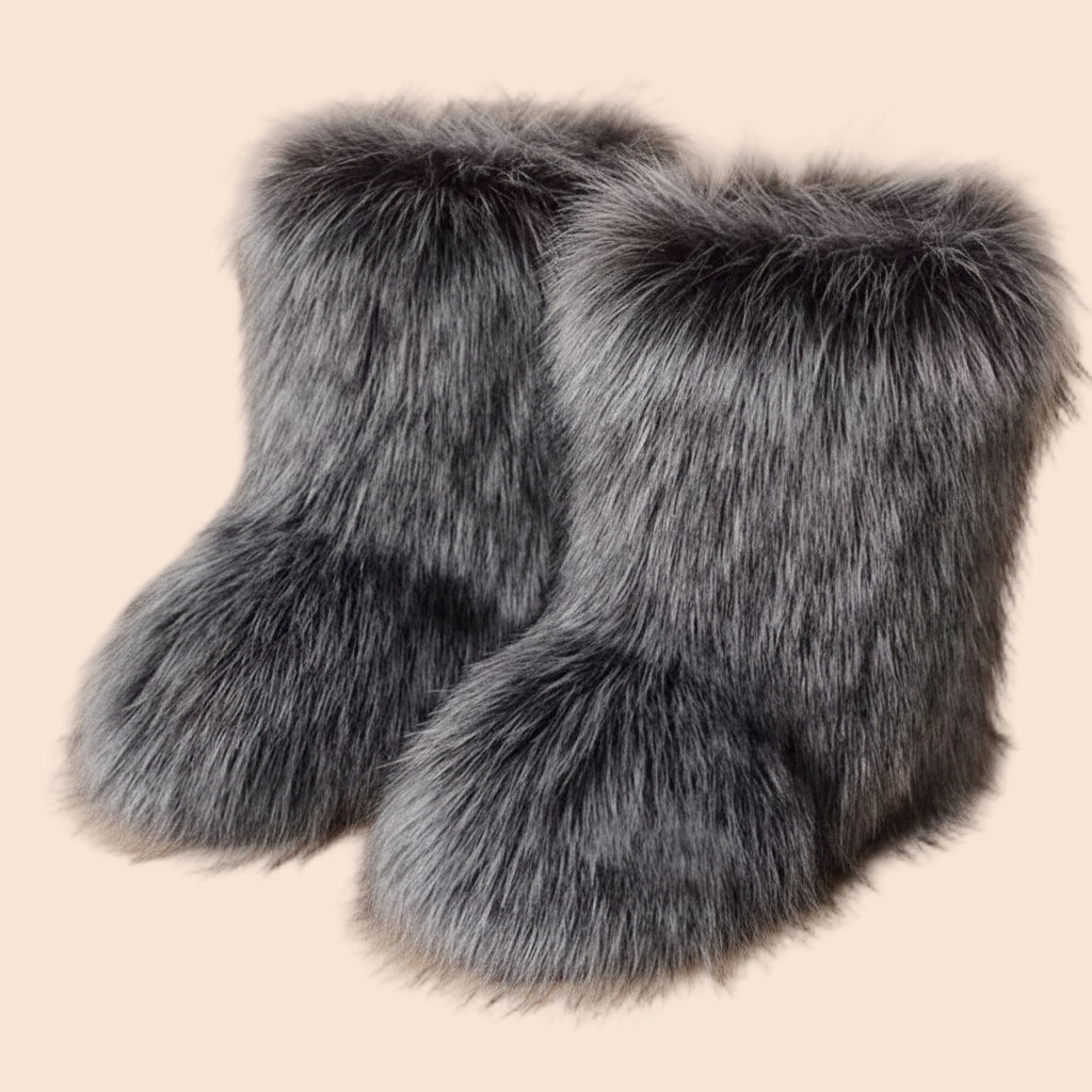 Women’s Winter Fur High Boots – Warm Indoor & Outdoor Anti-Slip Boots
